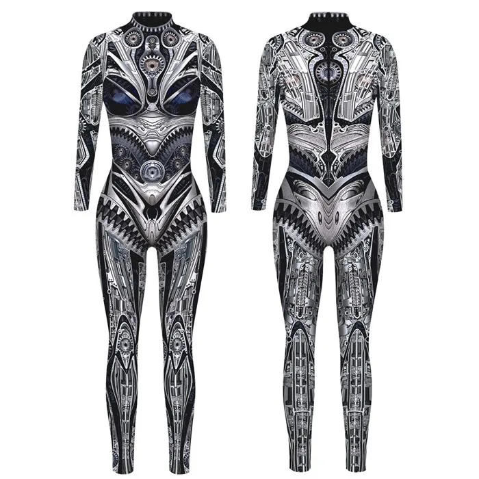 Mechanischer Roboter Punk Jumpsuit Catsuit Sexy Damen Cosplay Kostüme Zentai Performance Halloween Weihnachtsfeier Bodysuit – Detail 21