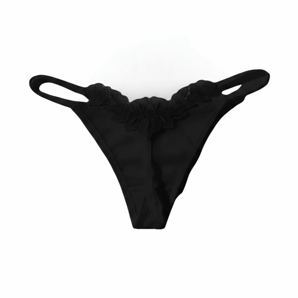 Solid Color Low Waist T-back Briefs Lingerie Thin Belt Ladies' Underwear Elegant Hollow Out Women Thong Girl