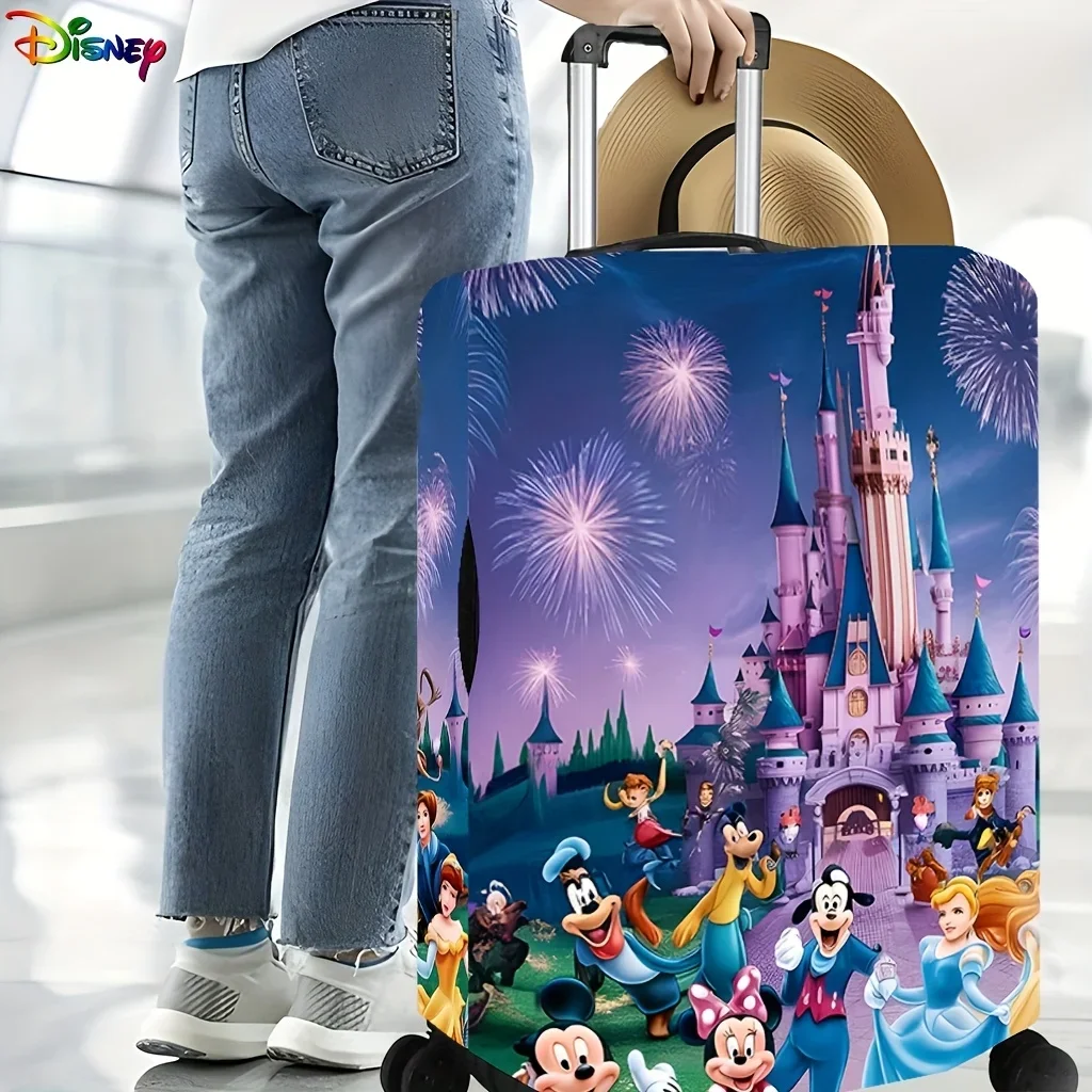 Miniso elastic dust-proof suitcase cover, Disney Mickey and Minnie cartoon durable polyester fabric protector