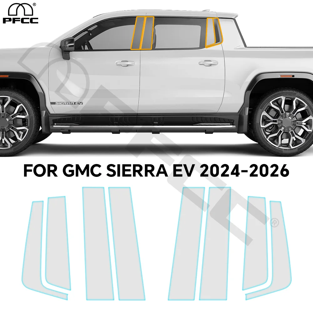 

For GMC sierra EV 2024-2026 Headlight Rearview B C Pillars Film TPU Paint Protection Film Pre-cut PPF Anti-Scratch Kit Clear Bra
