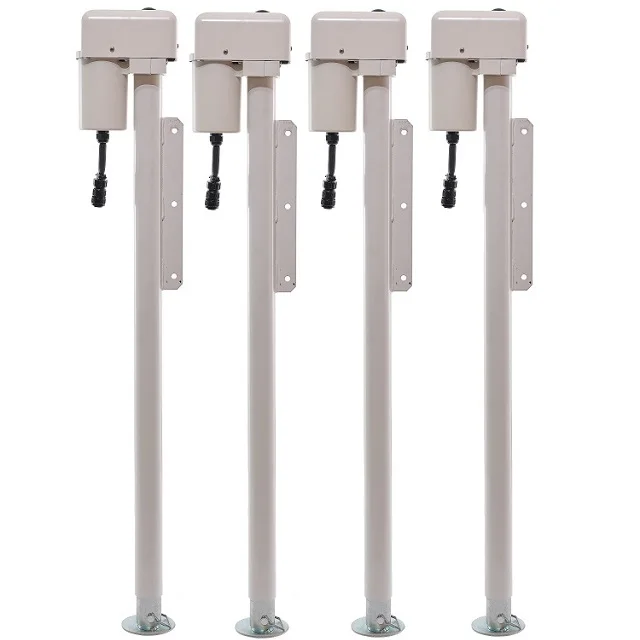 OEM HENGHONG 12V 2T 4 Piece Electric RV Leveling Jacks Steel Motorhome Parts with Remote Control LED Lights 800mm Stroke