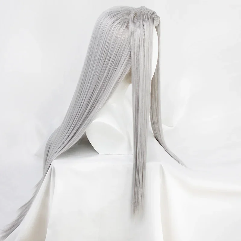 Silver Long Sephiroth Wigs Heat Resistance Fiber Men's Game Synthetic Hair Cosplay Costume Wigs