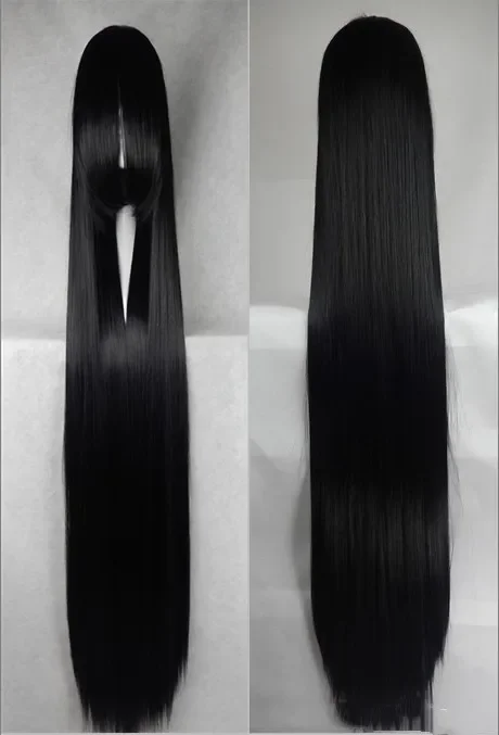 5Size 80cm/32inch-200cm/79”inch Long Black Straight Cosplay Wig Heat Resistant Synthetic Hair Wigs