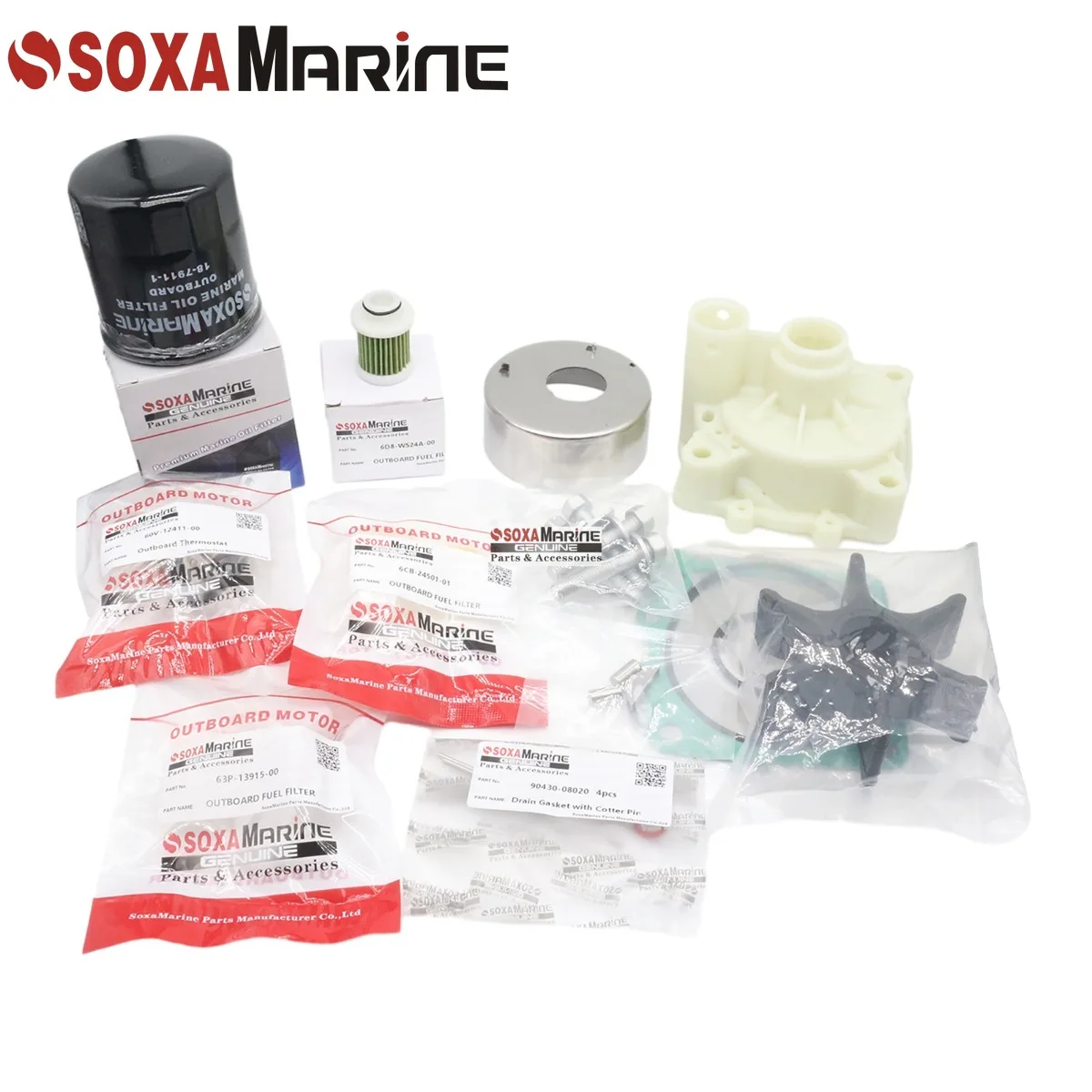 

Fit for Yamaha F115A F115B F130A Maintenance Kit 2000 - 2015 Outboard Pump Rebuild with Drain Gasket Thermostat Oil Fuel Filter