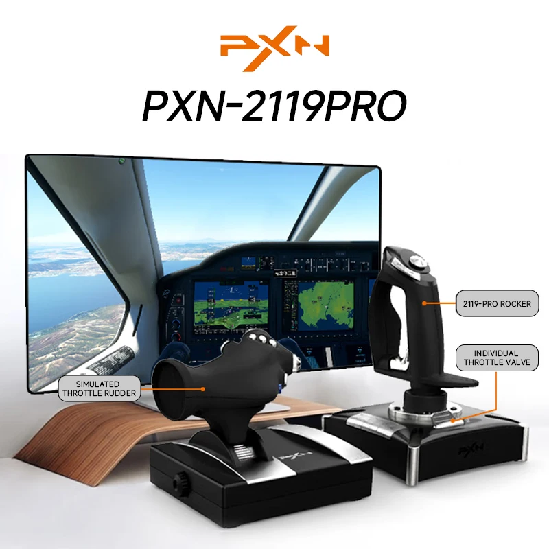 PXN 2119 PRO Flight Simulator Gamepad Vibration Controller Joystick para PC/Desktop PS4 Flight Joystick Game Controller