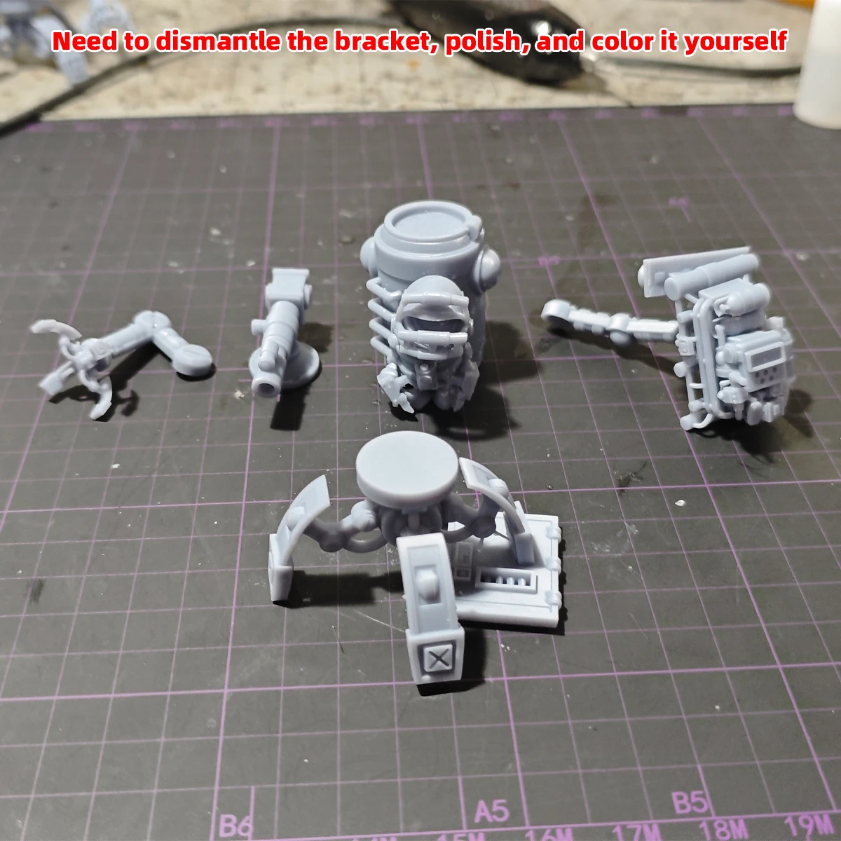 Q-Version Modellbausatz 3D-Harz Miniatur-Soldatenfiguren Diorama Unbemalte Sci-Fi-Cartoon-Pilotierte Mecha-Drohne DIY – Detail 2