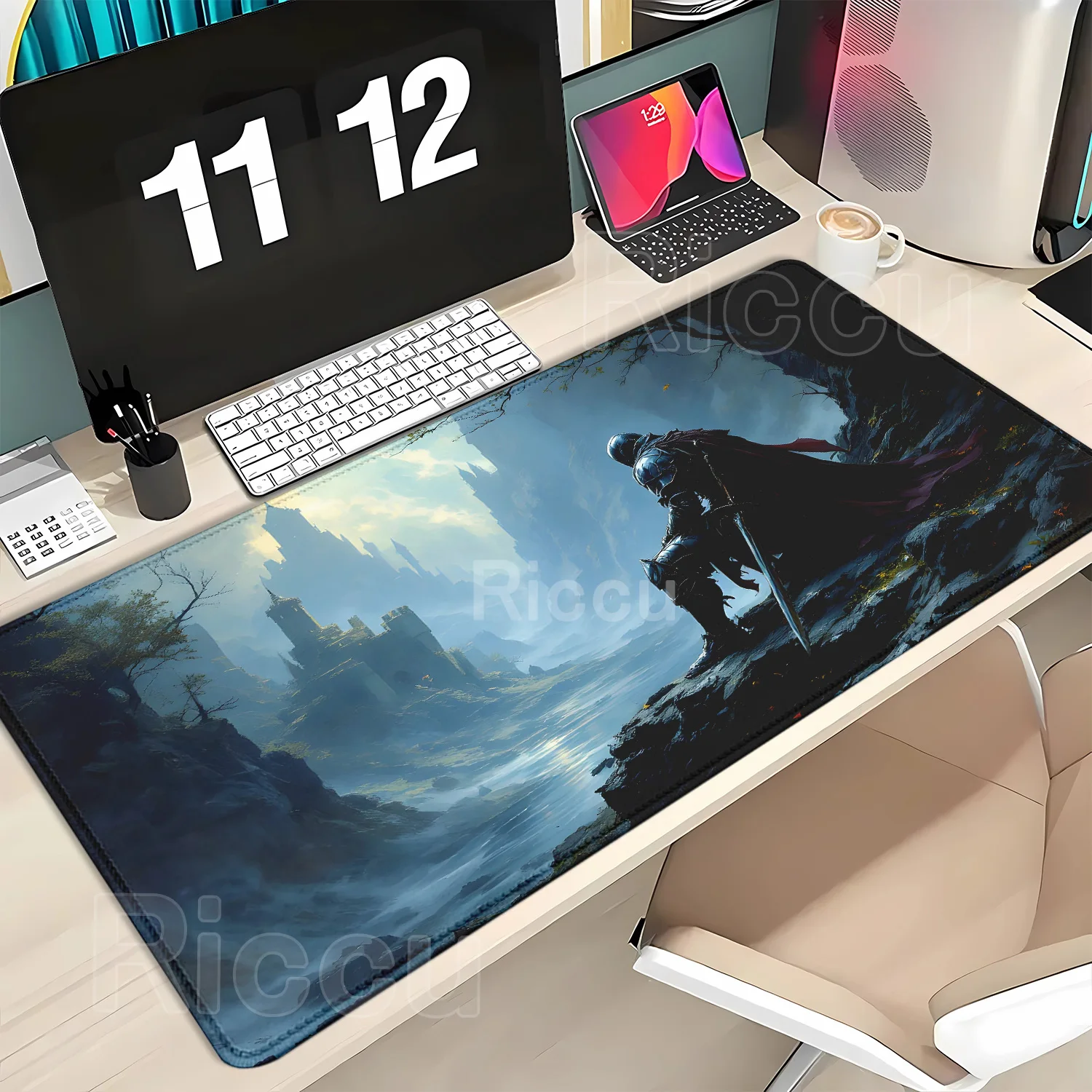 

Knight with Sword Mouse Pad Large Rubber Anti-slip PC Desk Accessories Mousepad for Office and Gamer Keyboard Decor Mat