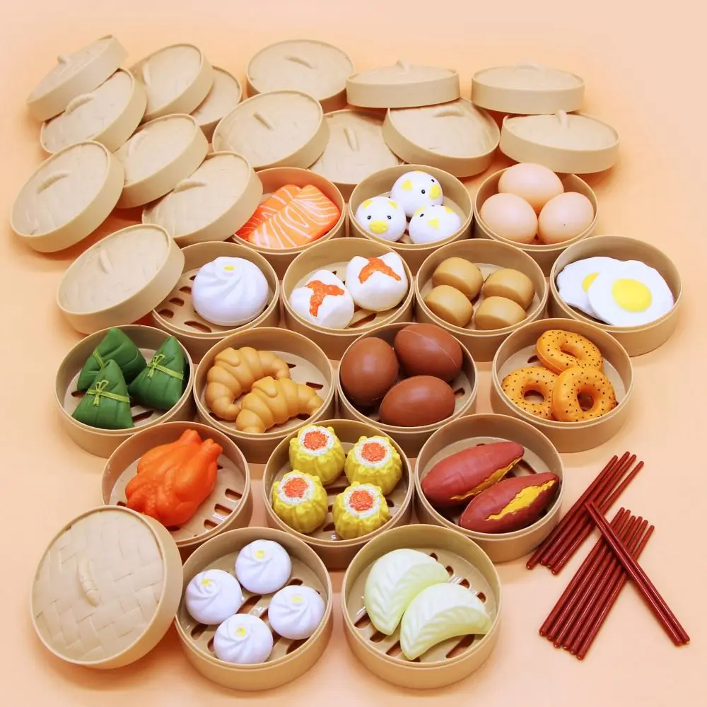 22/31/44/84 Uds. Juguete de cocina de simulación Multicolor albóndigas de dibujos animados juguete de desayuno chino bollos de vapor en miniatura