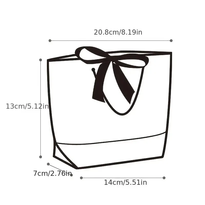 5pcs Ribbon Bow White Pardboard Paper Tote Gift Bags with Handles Shopping Party Wedding Party Birthday Retail Bags