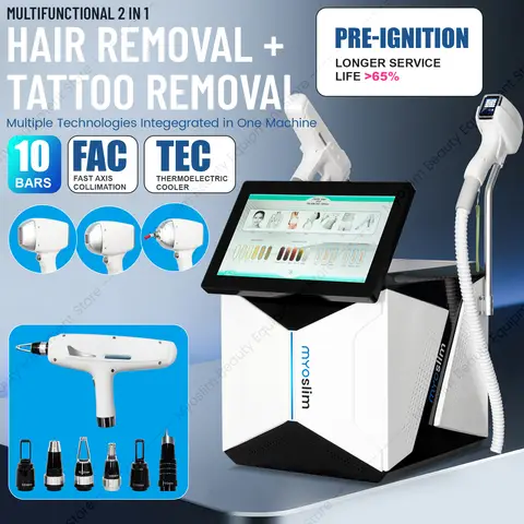 Professional Portable 2 In 1 Diode Hair Removal Picosecond With FAC 755 808 940 1064nm For Hair Removal Tattoo Removal