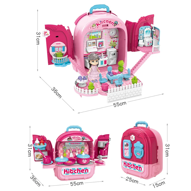 กระเป๋าเป้สะพายหลังเด็กอเนกประสงค์ Pretend Play ของเล่นชุดหมอกระเป๋าสัตว์เลี้ยงของเล่นเครื่องประดับเครื่องมือกระเป๋าเป้สะพายหลังเด็กของขวัญวันเกิด