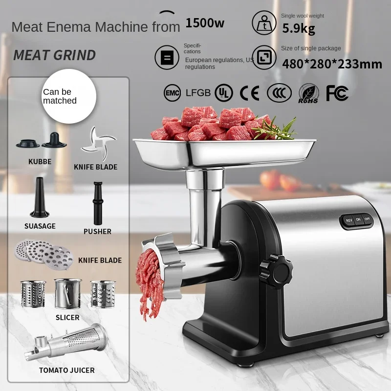 

Meat Grinder Commercial Stainless Steel Electric Grinding Meat Filling Sausage Machine Desktop