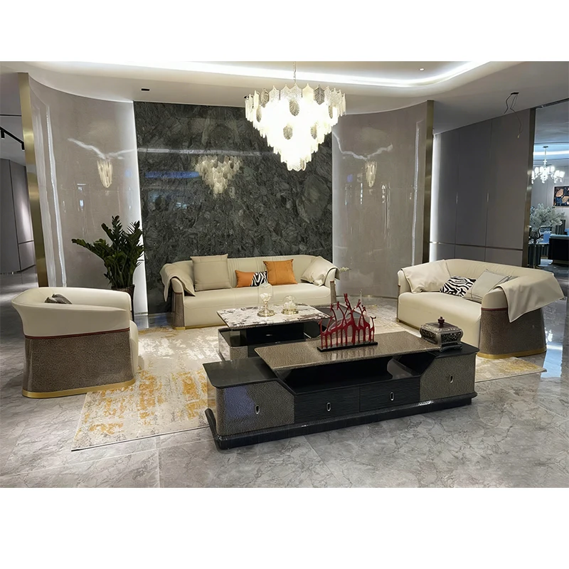 Hot Sale Italian Luxury Designed 1/2/3 Seat Sofa Set Furniture Living Room  Modern Leather Sofa