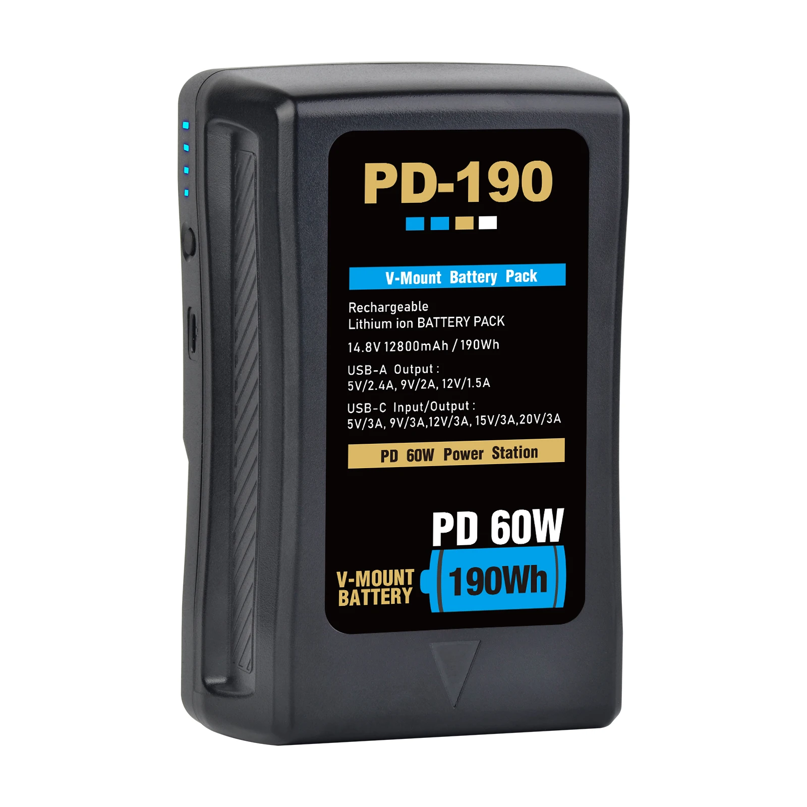 14.8V 12800mAh V Mount Battery PD190 V Lock BP Battery With D-tap Type C Port For Sony RED Blackmagic Camcorder Camera LED Light