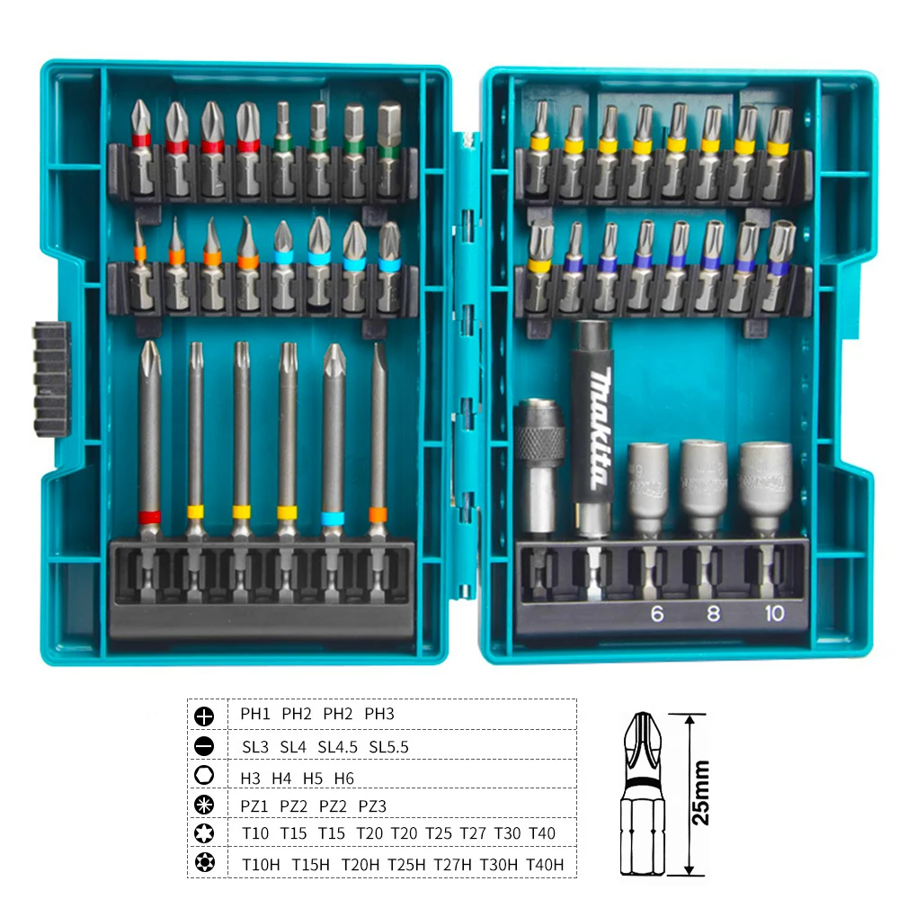 Makita B-55697 Screwdriver Multi-function 43 Pieces Set Hexagonal Screwdriver Bit With Head Cross Flower Type Socke Tool Parts