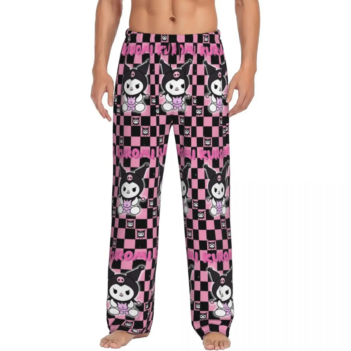 Custom Print Men Kuromi Pajama Pants Kawaii Cute Sleepwear Sleep Lounge Bottoms with Pockets