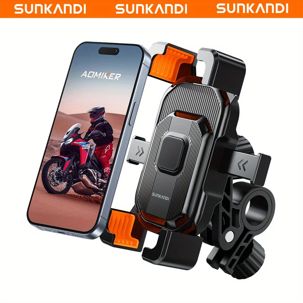 

Велосипедный держатель для телефона SUNKANDI, зажим для мобильного телефона на руль мотоцикла для iPhone16 15 и других смартфонов с диагональю от 4,7 до 6,7 дюйма