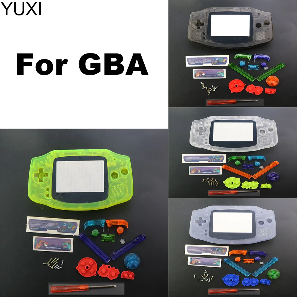 YUXI 1pcs For GBA Shells Housing Cover W/ Color Rubber Pads Button Dreamy Full Set Shell Case For GameBoy Advance Game Console