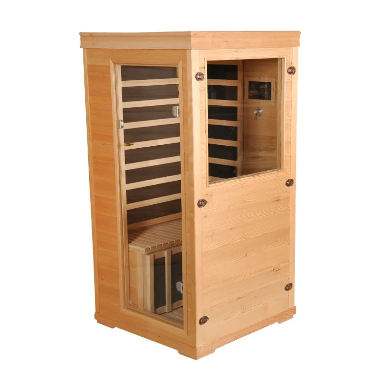 1 To 2 Person Wood Sauna Steam Room Single For Home Full Spectrum Infrared Sauna Room Bath Box Light Wave Room