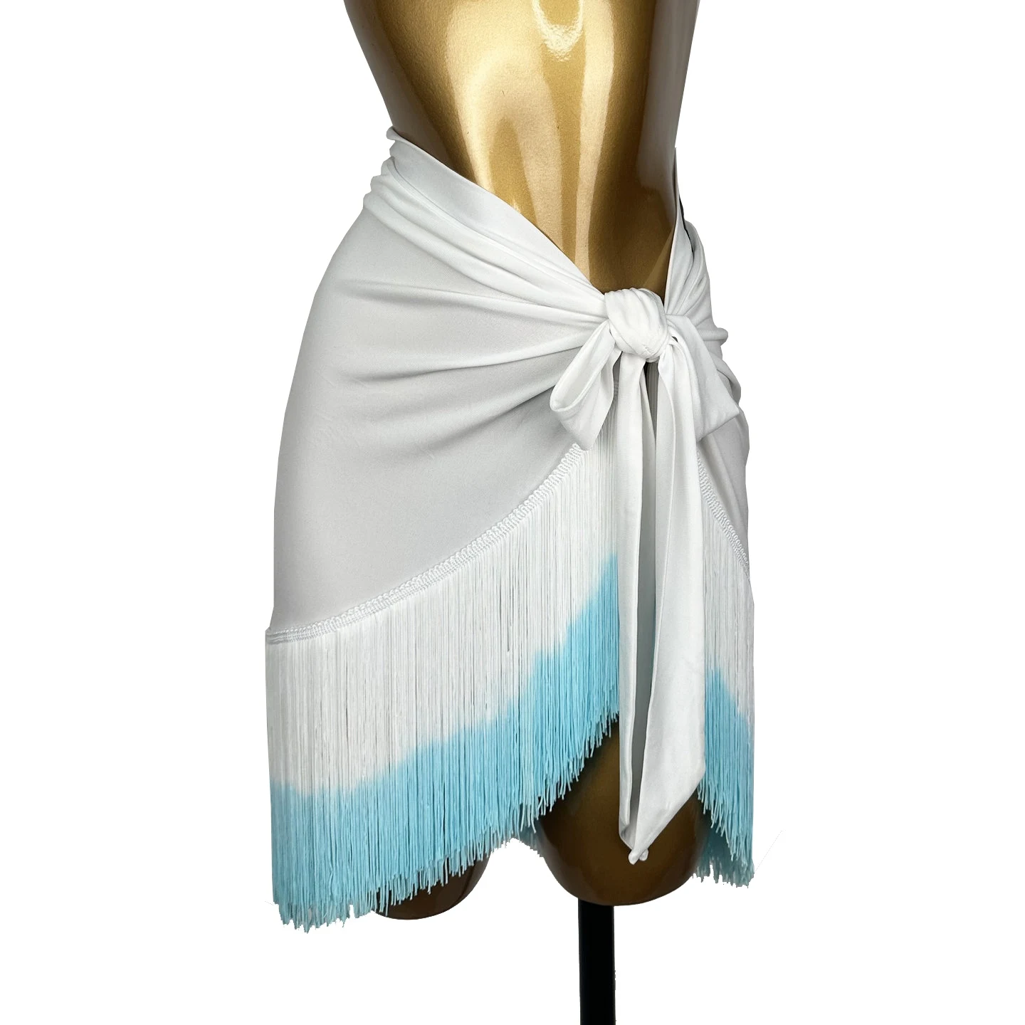 

White Hip Scarf Latin Dance Tassels Skirt One-piece Female Adult Dress Practice Chacha Tango Samba Dance Clothes Wear DQL11233
