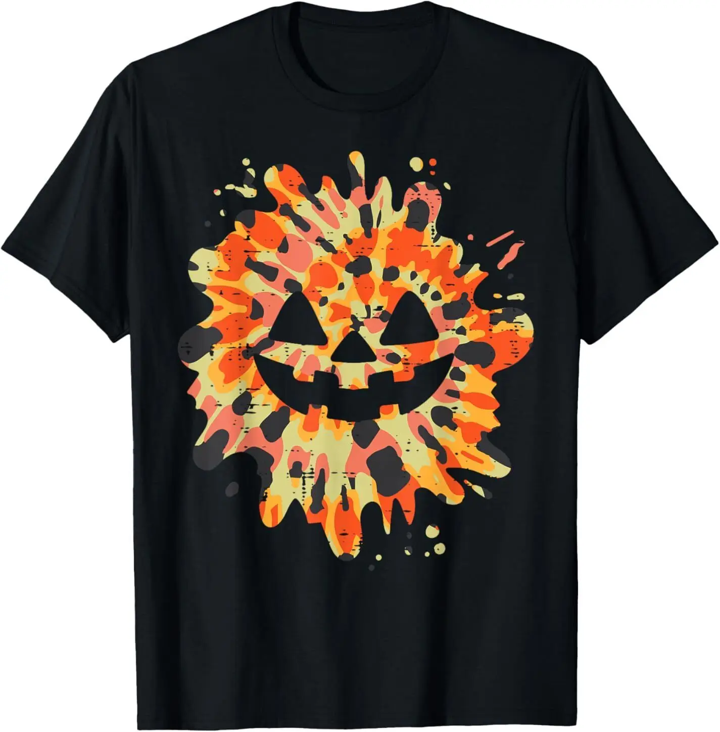 NEW LIMITED Orange Tie Dye Pumpkin Face Halloween Best Gift Idea T-Shirt S-3XL