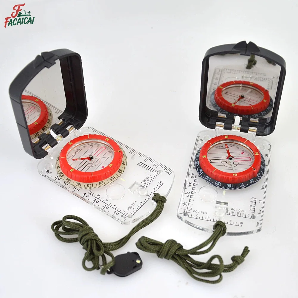 

Foldable Transparent Map Ruler Compass - LED Light Luminous Compass Camping Survival for Hiking,Camping,Hunting,Mountaineer
