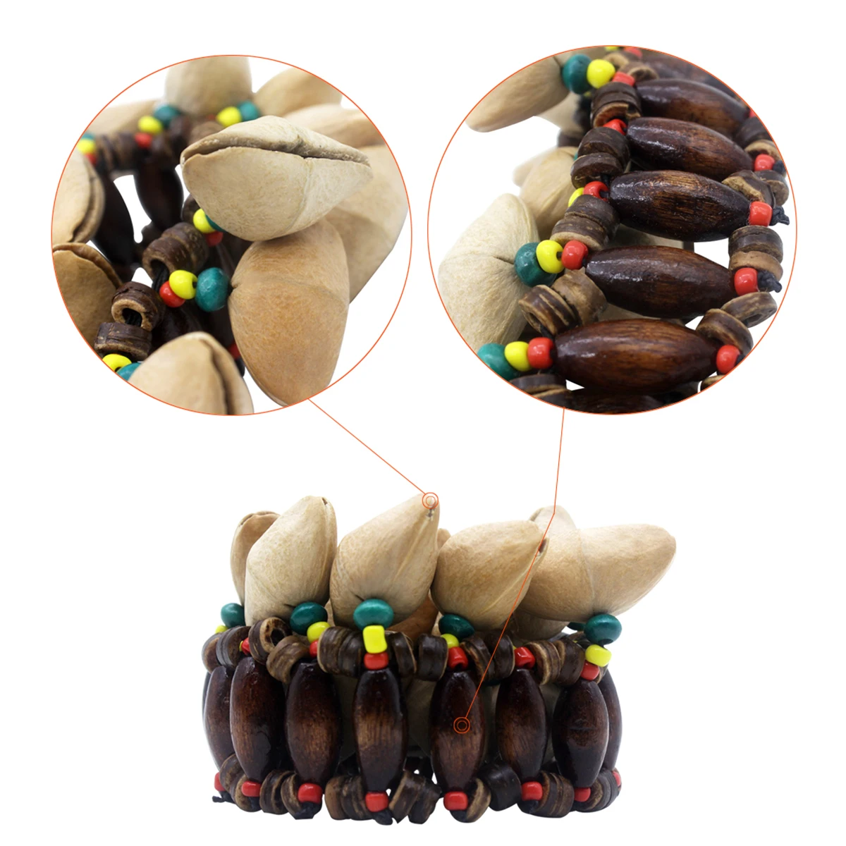 

Wrist Bell Hand Bracelet for Djembe African Dance Wood Color Child Fashion Durable Tribal Style Handmade