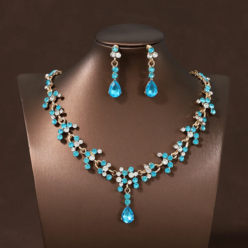 Itacazzo Bride Wedding Classic Necklace Earring Set Exquisite and Elegant for Ladies Suitable for Party Festivals