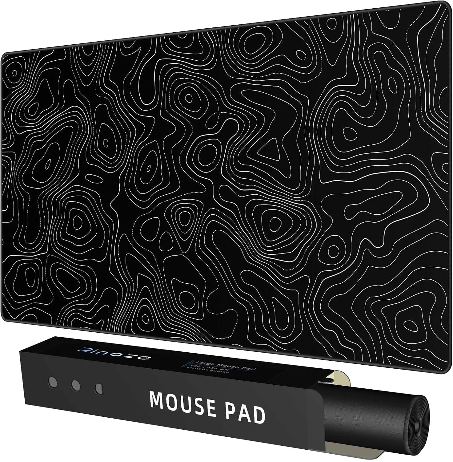 

Large Gaming Mouse Pad with Topographic Design, Non-Slip Desk Mat for PC Laptop Office Use