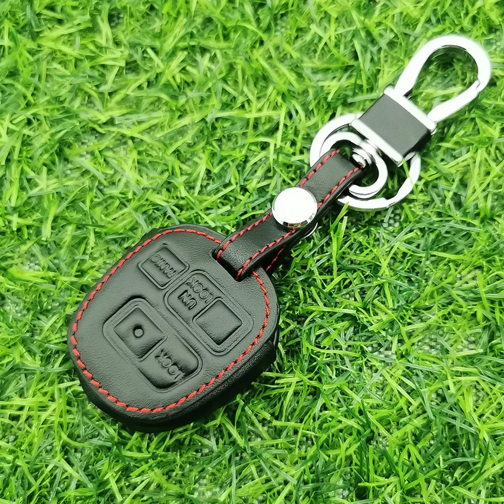 Leather 3 Button Car Remote Key Cover Case for Toyota Avensis Camry Corolla Cruiser RAV4 Prado Previa Fit Lexus LX LS RX SC