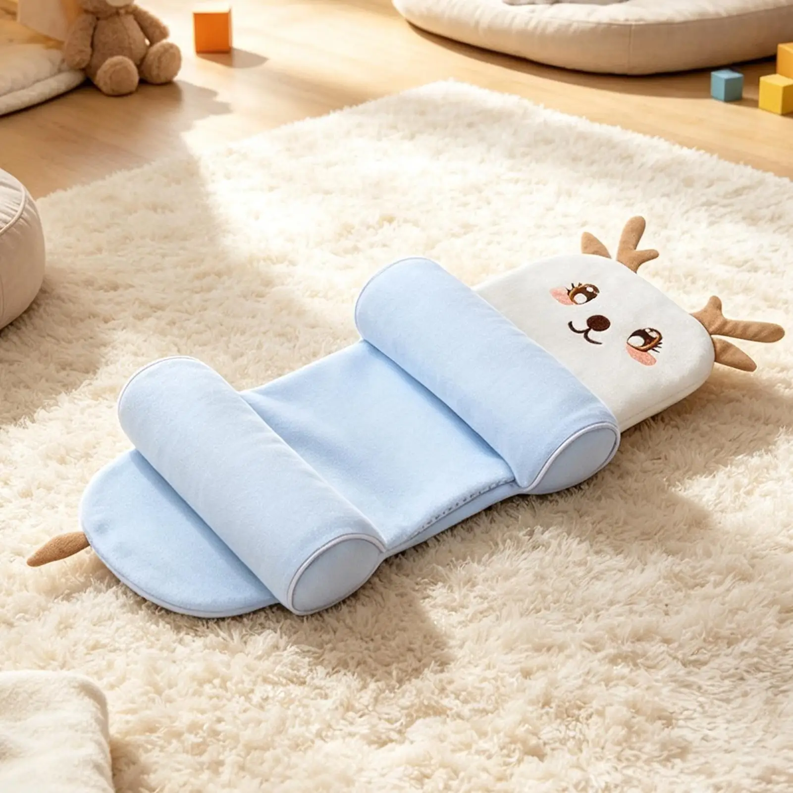 子供用ヘッドシェーピング枕-洗える人間工学に基づいた滑り止めネック＆ヘッドサポート枕-女の子用ベッド・カーシート用