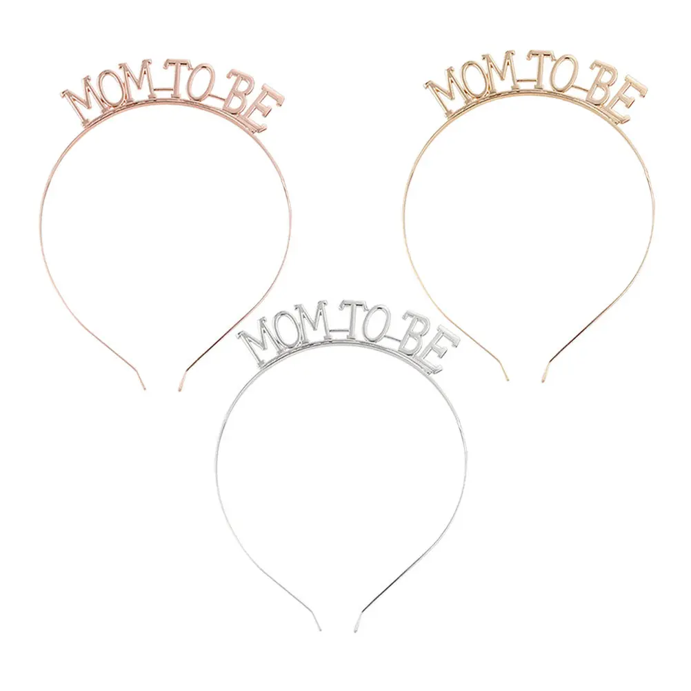 

2Pcs Alloy Mom to Be Headband Lightweight Non-Fading Wedding Hair Hoop Party Costume Elegant Hair Hoop Party Supplies Golden