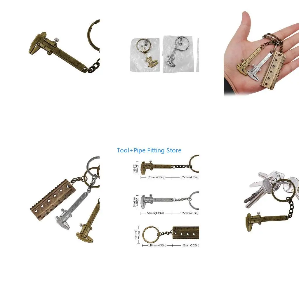 F92B Vernier Caliper Straight Tooth Keychain Pocket Vernier Caliper Keyring Portable