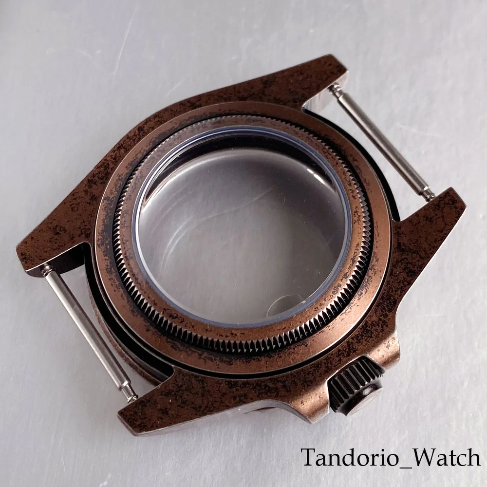 الرجعية مطلي العتيقة النحاس 40 مللي متر ساعة الحال بالنسبة NH35 NH36 ETA 2824 السيارات الرجال ساعة أجزاء الياقوت الزجاج الفرعية ساعة #3