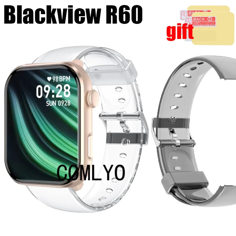 For Blackview R60 Smart watch Strap TPU Soft clear women men Sports Band Screen protector film