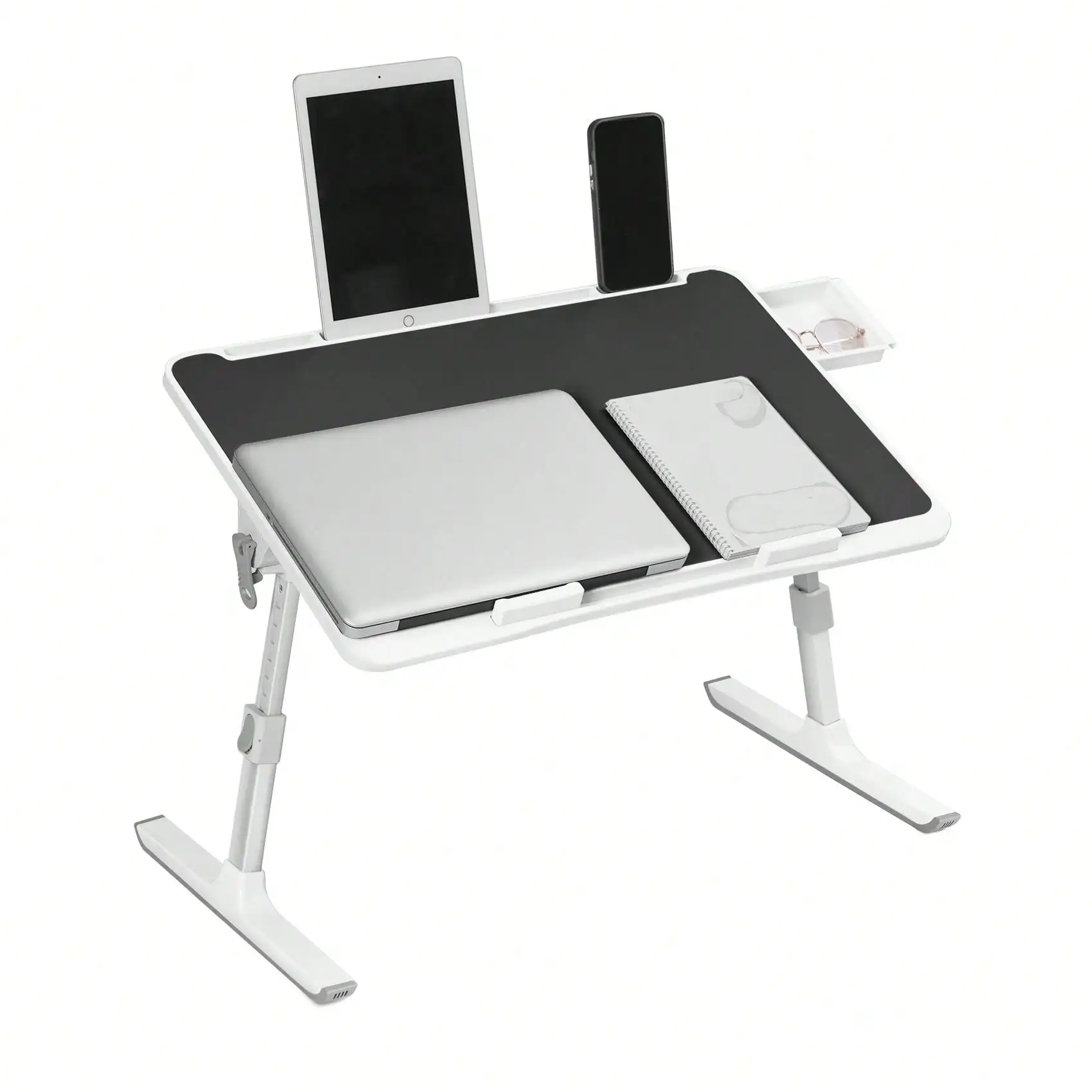 Tisch, klappbarer Schreibtisch, 60*40cm großer Tisch für das Bett, Mehrzweck-Premium-Lapdesk, höhen- und winkelverstellbar, mit Schublade