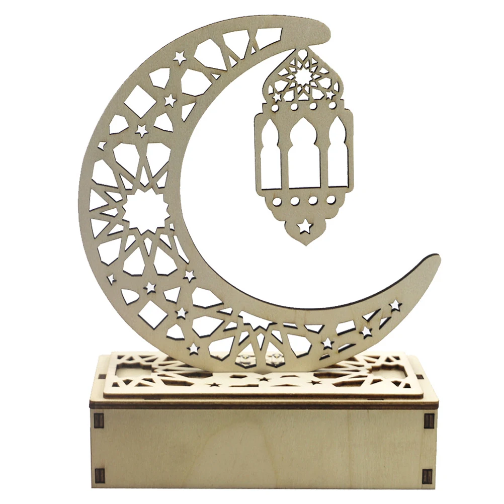 

Wooden Ch Moon Shape naments Ramadan Eid Hollow Out Adornment Exquisite Safe Smooth Lines Home Decor