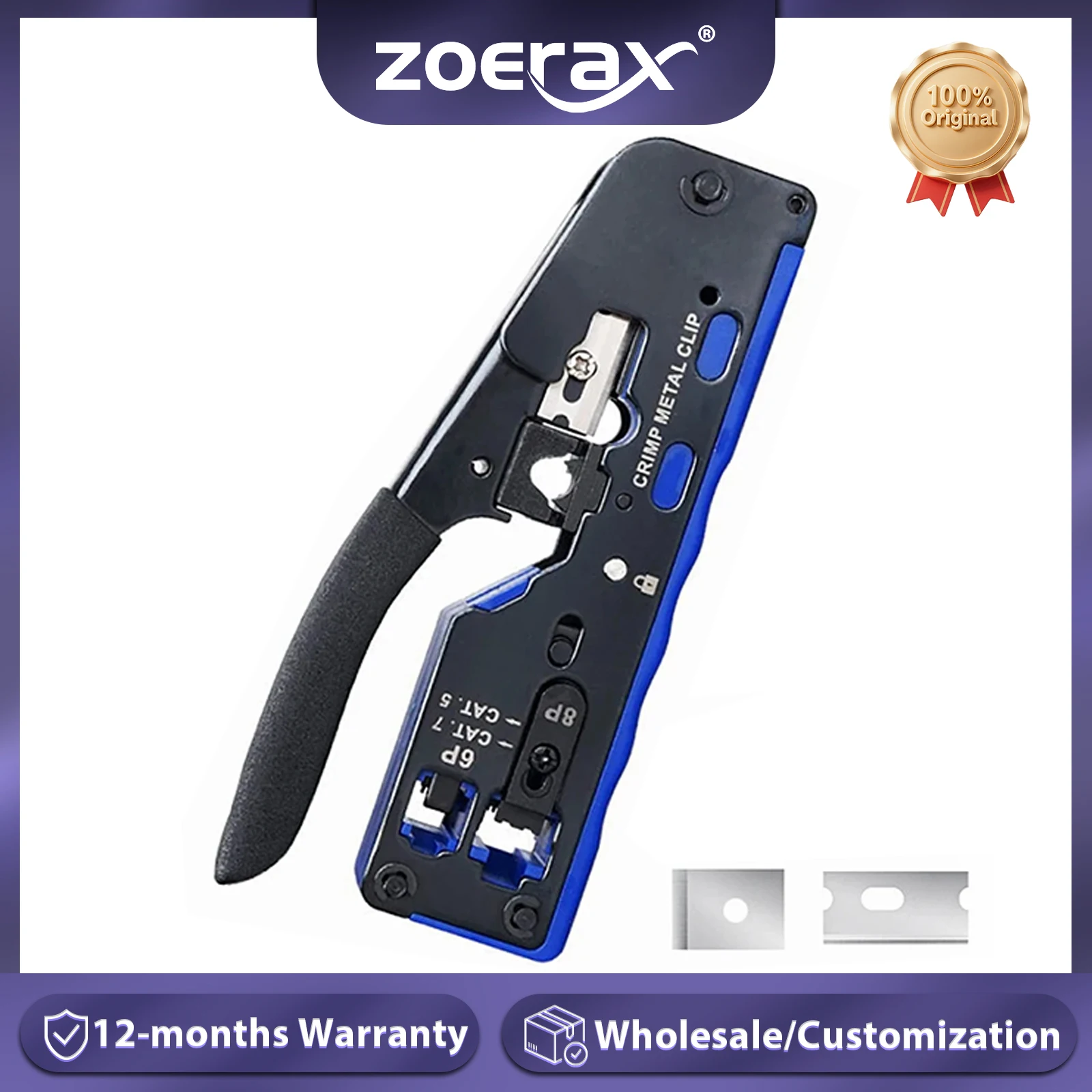 ZoeRax RJ45 압착 도구 패스 스루, CAT7 CAT6 CAT5 패스 스루 이더넷 크림퍼, RJ45 RJ12 RJ11 모듈러 플러그용