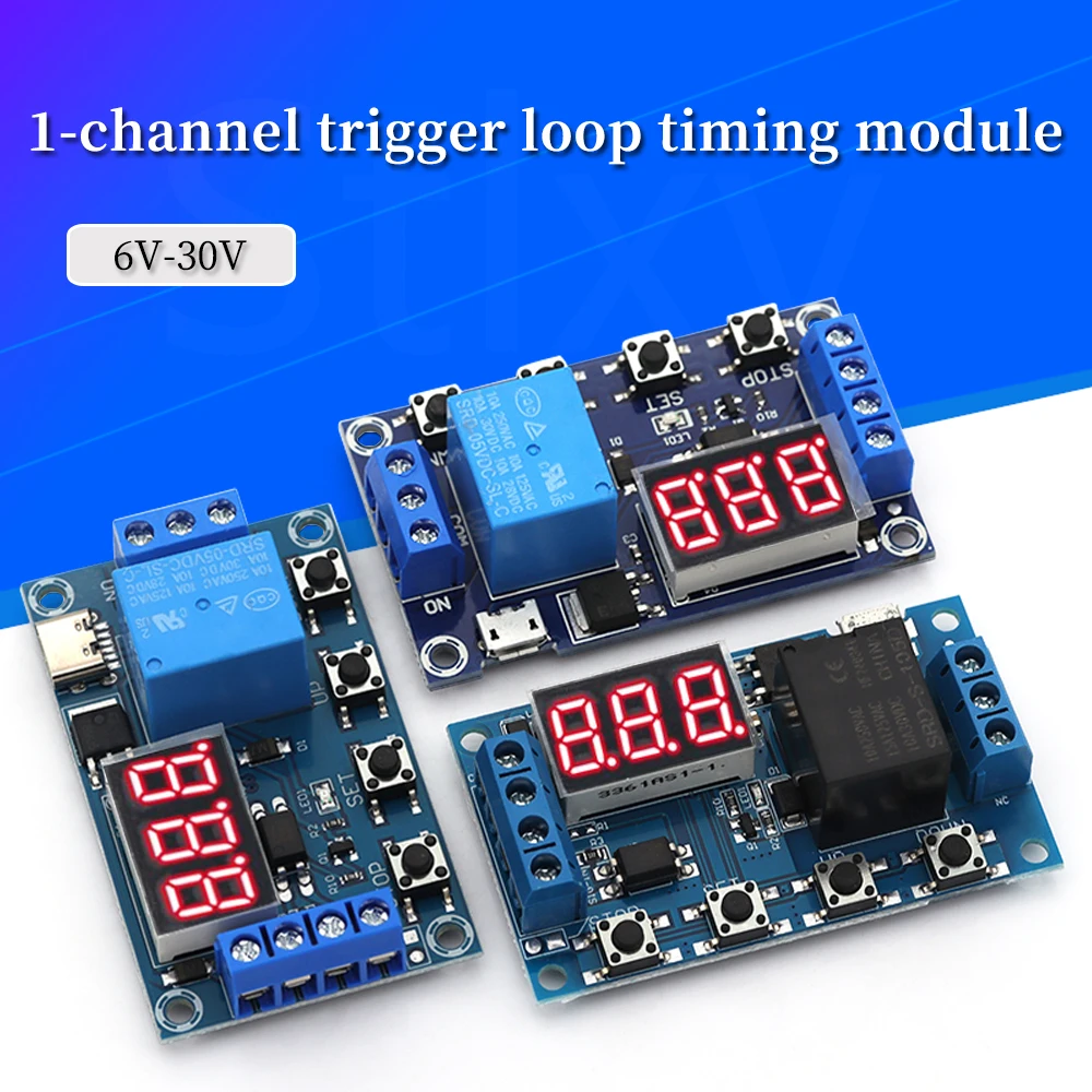 1/5/10Pcs 1 Channel 5V Relay Module Time Delay Relay Module Trigger OFF/ON Switch Timing Cycle 999 Minutes