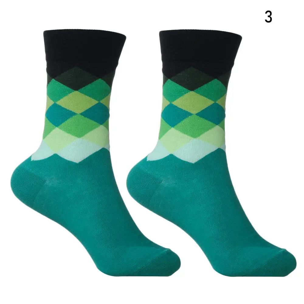 Fashion Colorful Casual Argyle Filled Optic Men's Socks Winter Socks Combed Cotton