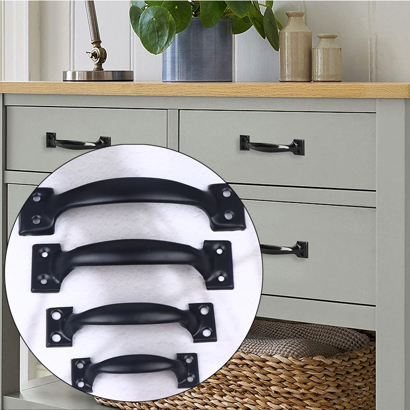 

Новинка, 2 шт., дверная ручка + 8 шт., винты, железная дверная ручка, ручка для ворот, ручка для раздвижных дверей сарая, ворот, гаражи, навесы, оконная ручка