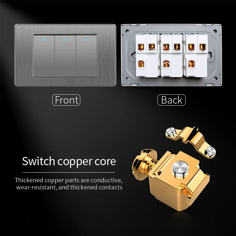 

ELEGAN Grey Brazil PC Drawing Panel Standard Outlet Double USB Type C Wall Power Socket Light Switch Office Home118*72mm 10A 20A
