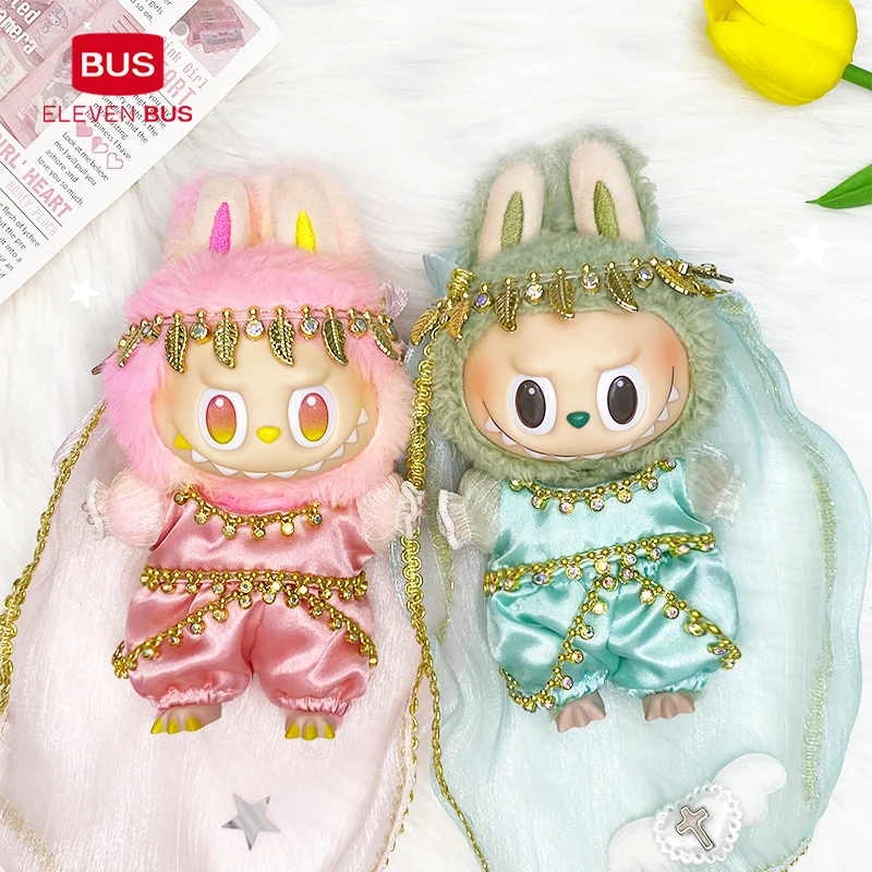 

17cm Mini Plush Doll'S Clothes Outfit Accessories For Korea Kpop Exo Labubu Idol Flower shirt leather jacket skirt Clothing Gift