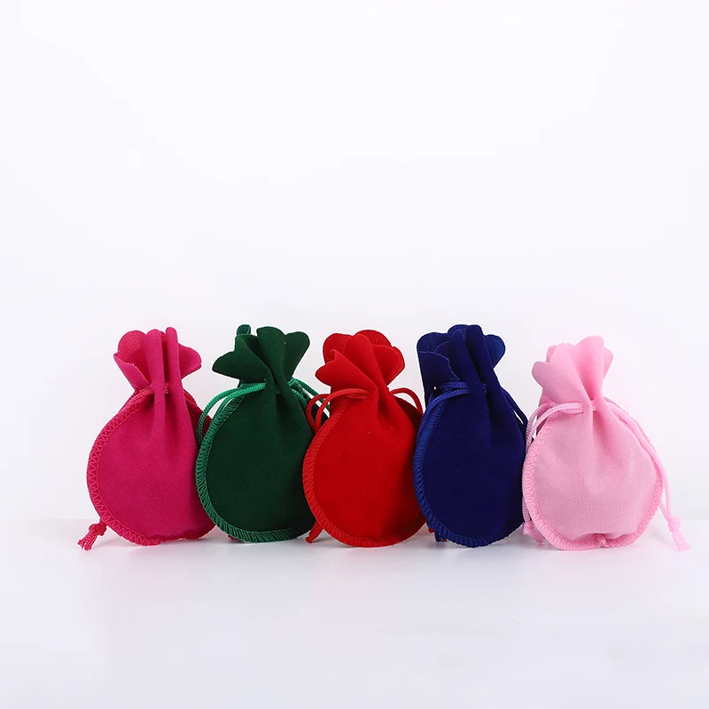 100Pcs/lot Drawstring Gourd Velvet Bags For Ring Earrings Necklace Jewellery Pouches Gift Packaging Bag Custom Logo Print