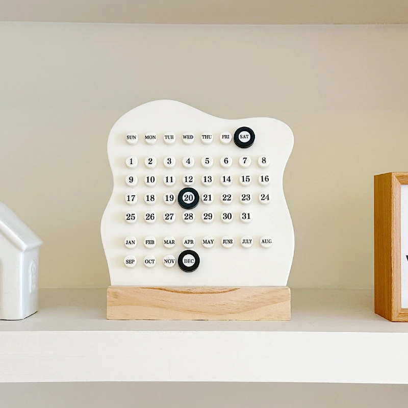 1pc Wood Perpetual Calendar Adjustable Week Month Date Display Calendar Montessori Calendar Cute Desk Calendar Home Office Desk