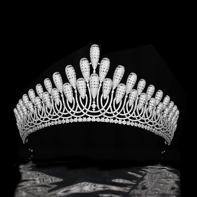 High-End Large Size Wedding Hair Accessories Luxurious Cubic Zircon Bride Crown Exquisite Tiaras Hair Accessories