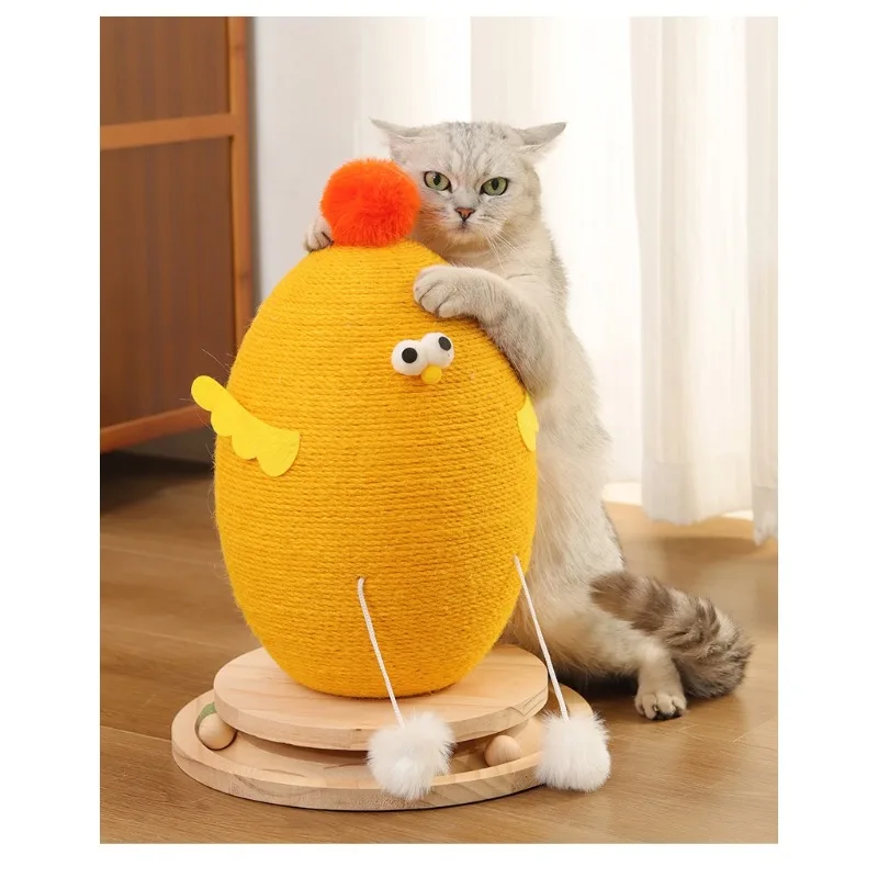 

Eco-Friendly Sisal Cat Scratcher with Rotating Top Wooden Base Durable Claw Grinding Post for Kittens