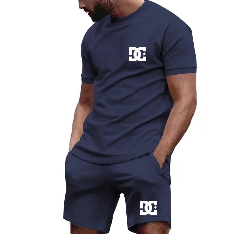 Conjunto deportivo para hombre, camiseta informal y pantalones cortos para correr, transpirables, 2 piezas, nuevo 2024