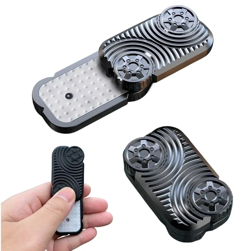 Wheel EDC Push Slider Poker Card Toy Metal Finger Gyro Desk Fidget Toys ADHD Anxiety Relief Decompression Games for Adults Gifts