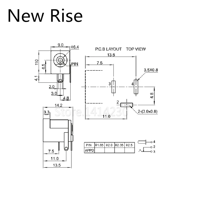 100Pcs DC-005 Black DC Power Jack Socket Connector DC005 5.5*2.5mm 2.5 socket Round the needle